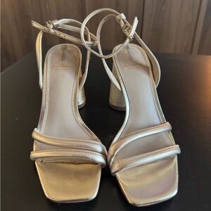 Sam Edelman Kia Metallic Leather Block Heel Sandal